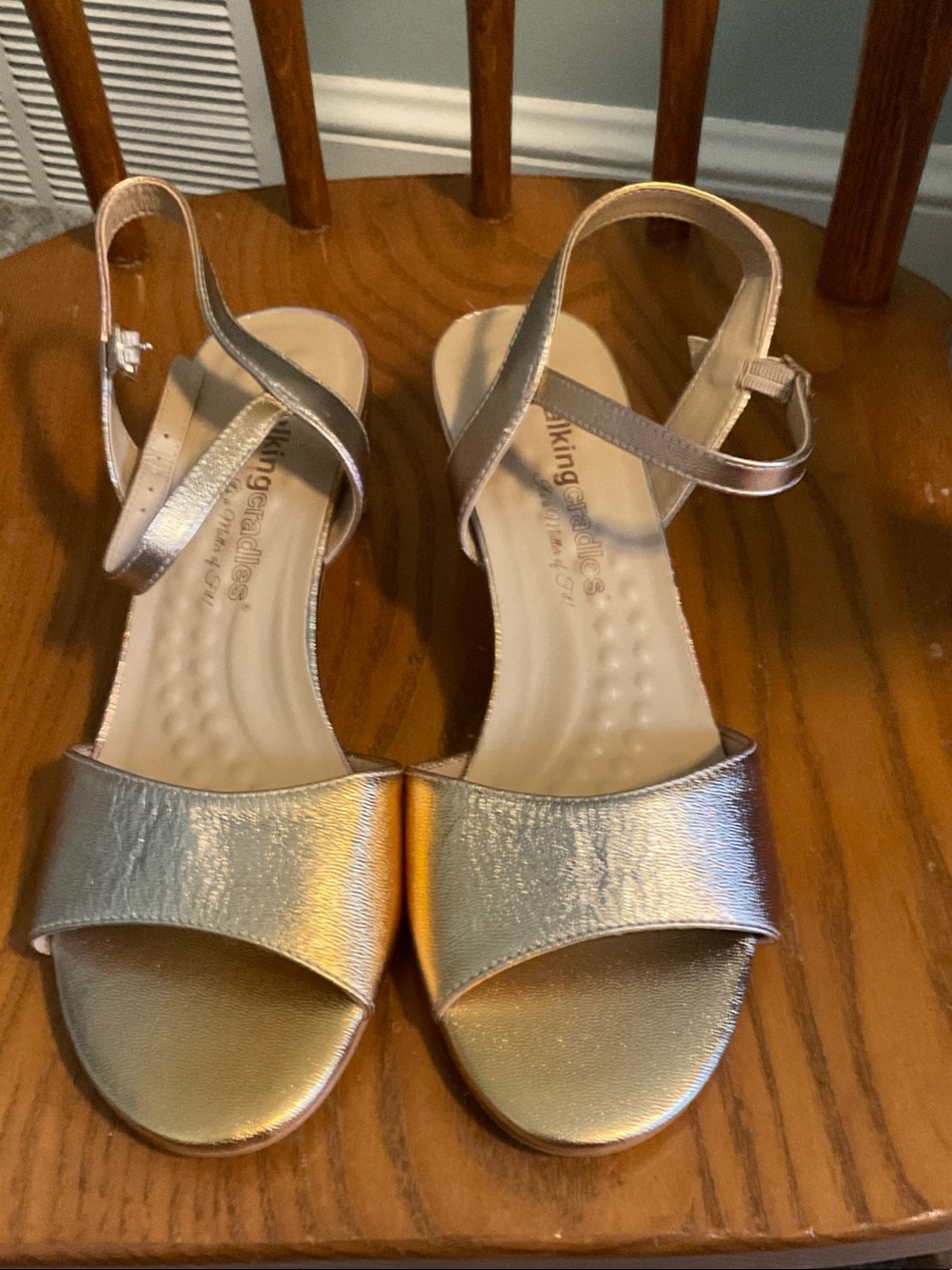 Walking Cradles Women’s Rose Gold Ankle-Strap Sandals